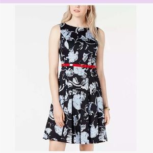 Tommy Hilfiger Blue abstract pleated sleeveless A-line dress size 10. NWT